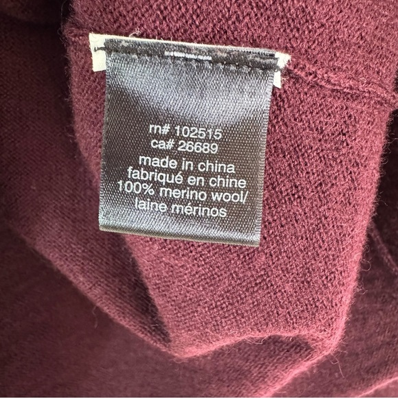 John Varvatos Luxe Wool Button Front Collared Sweater Cardigan Burgundy Size L - Picture 10 of 10